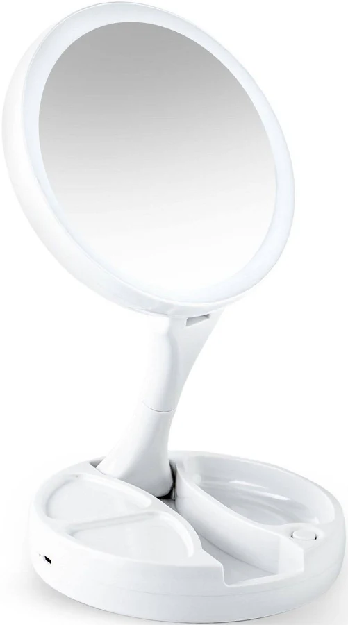 Espejo LED de viaje plegable Ovuma con aumento 10x
